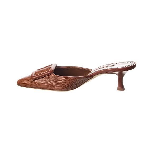Manolo Blahnik Maysalebi 50 Leather Mule, Brown - Picture 2 of 5